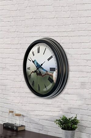 40 Cm Siyah Metal Bird Duvar Saati