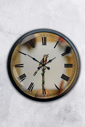 40 Cm Siyah Metal Bird Duvar Saati