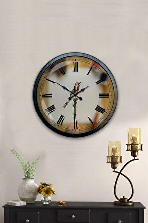 40 Cm Siyah Metal Bird Duvar Saati
