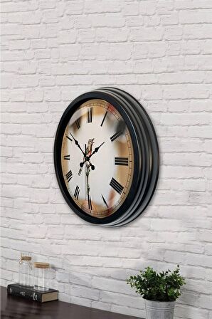 40 Cm Siyah Metal Bird Duvar Saati