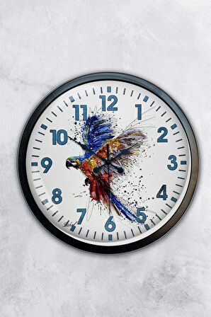 40 Cm Siyah Metal Bird Duvar Saati