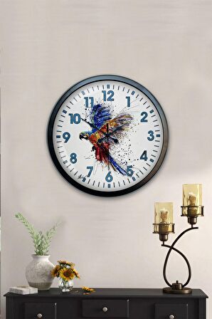40 Cm Siyah Metal Bird Duvar Saati