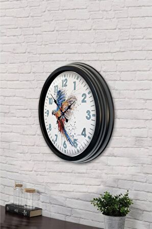 40 Cm Siyah Metal Bird Duvar Saati