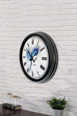 40 Cm Siyah Metal Bird Duvar Saati