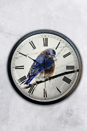 40 Cm Siyah Metal Bird Duvar Saati