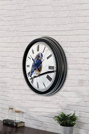 40 Cm Siyah Metal Bird Duvar Saati