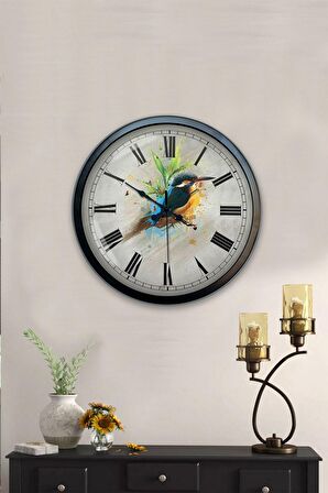 40 Cm Siyah Metal Bird Duvar Saati