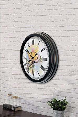 40 Cm Siyah Metal Bird Duvar Saati