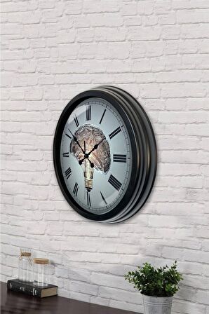 40 Cm Siyah Metal Beyin Duvar Saati