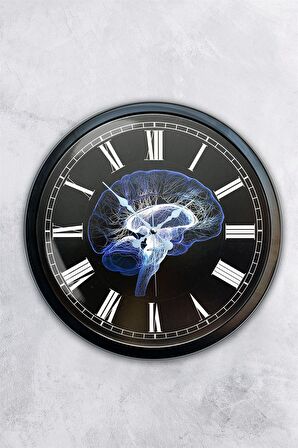 40 Cm Siyah Metal Beyin Duvar Saati