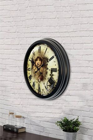 40 Cm Siyah Metal Bebek Duvar Saati