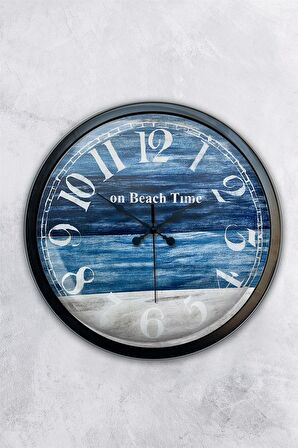 40 Cm Siyah Metal Beach Time Duvar Saati