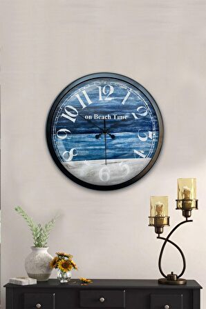 40 Cm Siyah Metal Beach Time Duvar Saati