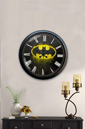 40 Cm Siyah Metal Batman Duvar Saati