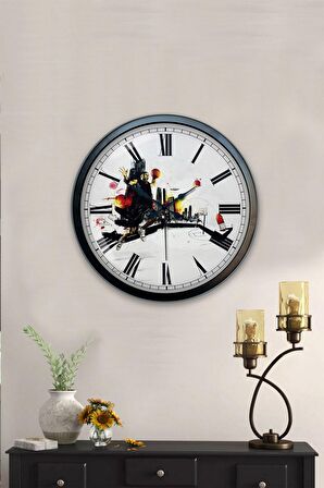 40 Cm Siyah Metal Basketbol Duvar Saati