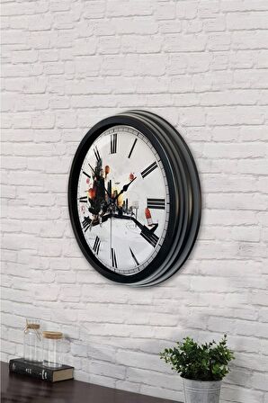 40 Cm Siyah Metal Basketbol Duvar Saati