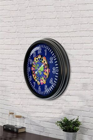 40 Cm Siyah Metal Barış Duvar Saati