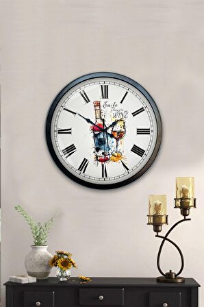 40 Cm Siyah Metal Bar Duvar Saati