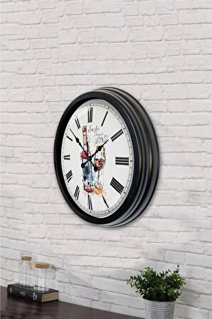 40 Cm Siyah Metal Bar Duvar Saati