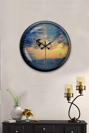 40 Cm Siyah Metal Balon Duvar Saati