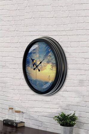 40 Cm Siyah Metal Balon Duvar Saati