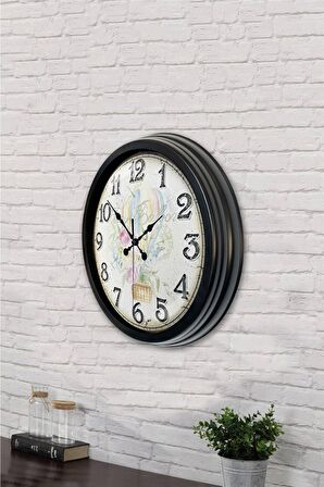 40 Cm Siyah Metal Balloon Duvar Saati