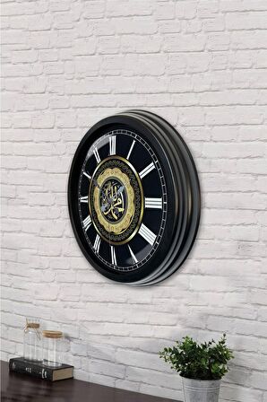 40 Cm Siyah Metal Ayetli Duvar Saati