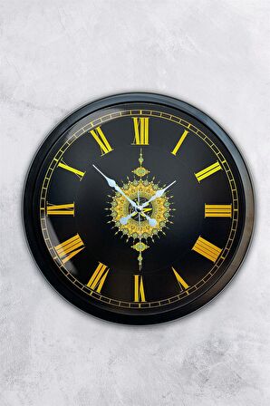 40 Cm Siyah Metal Ayetli Duvar Saati