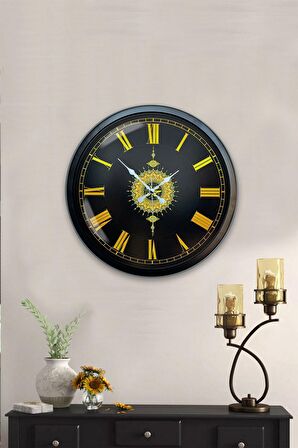 40 Cm Siyah Metal Ayetli Duvar Saati