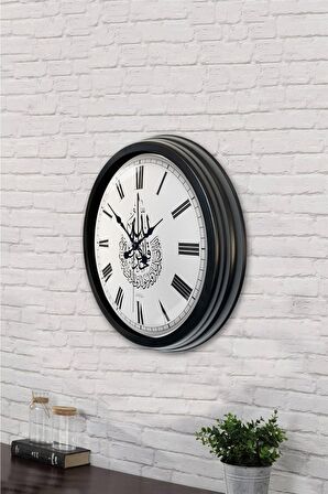 40 Cm Siyah Metal Ayetli Duvar Saati
