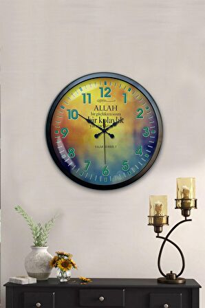 40 Cm Siyah Metal Ayet Duman Duvar Saati
