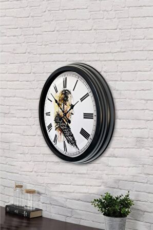 40 Cm Siyah Metal Atatürk Duvar Saati