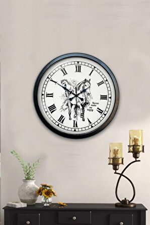 40 Cm Siyah Metal At Duvar Saati