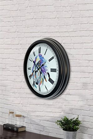 40 Cm Siyah Metal At  Duvar Saati