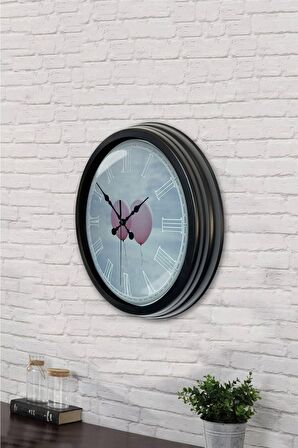 40 Cm Siyah Metal Aşk Duvar Saati