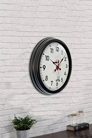 40 Cm Siyah Metal Aşçı Mutfak Duvar Saati