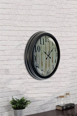 40 Cm Siyah Metal Asal Sayı Duvar Saati