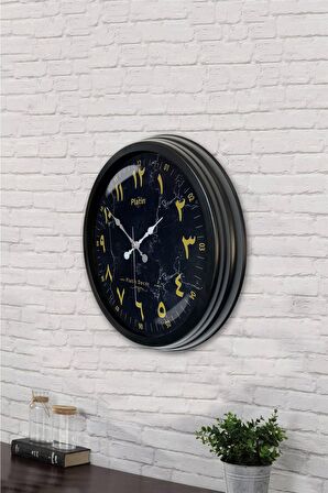 40 Cm Siyah Metal Arapça Duvar Saati