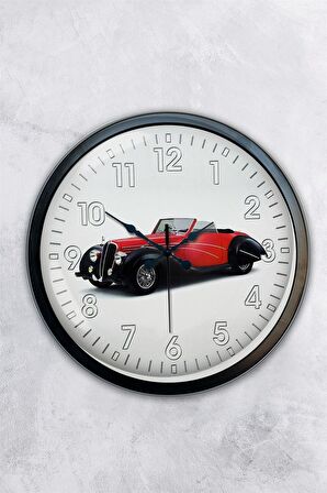 40 Cm Siyah Metal Araba Galeri Duvar Saati