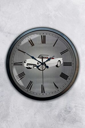 40 Cm Siyah Metal Araba Duvar Saati