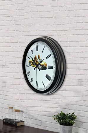 40 Cm Siyah Metal Araba Duvar Saati