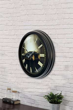40 Cm Siyah Metal Araba Duvar Saati