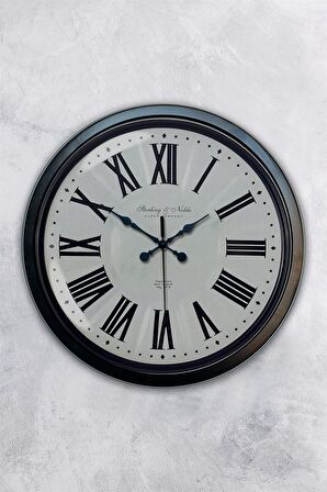 40 Cm Siyah Metal Antique Duvar Saati