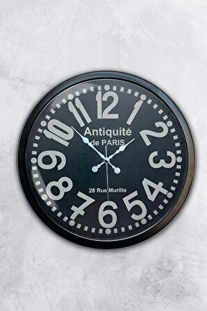 40 Cm Siyah Metal Antique Duvar Saati