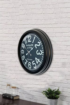 40 Cm Siyah Metal Antique Duvar Saati