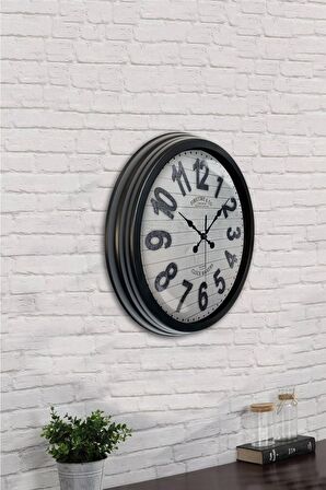 40 Cm Siyah Metal Antique Duvar Saati