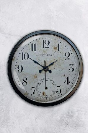 40 Cm Siyah Metal Antik Eskitme Duvar Saati