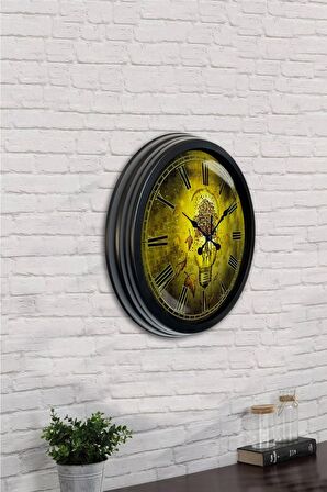 40 Cm Siyah Metal Ampül Duvar Saati
