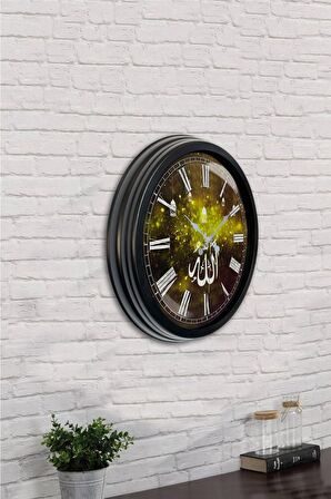 40 Cm Siyah Metal Allah Lafsı Duvar Saati