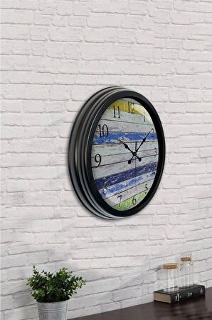 40 Cm Siyah Metal Alaçatı Duvar Saati
